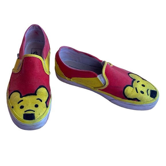 Custom Slip On Vans Womens Size 8 Winnie the Pooh Hand Painted - Picture 3 of 10